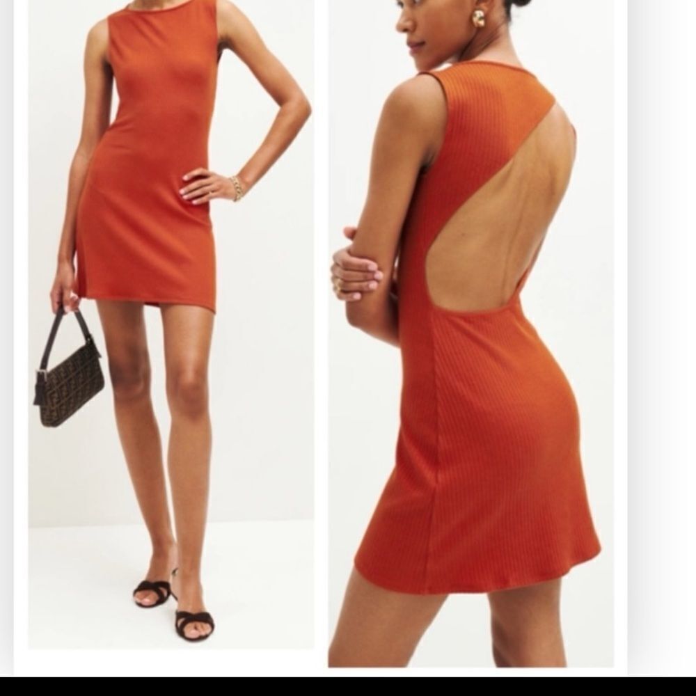 Reformation Adia Knit Dress orange ribbed size XL NWT